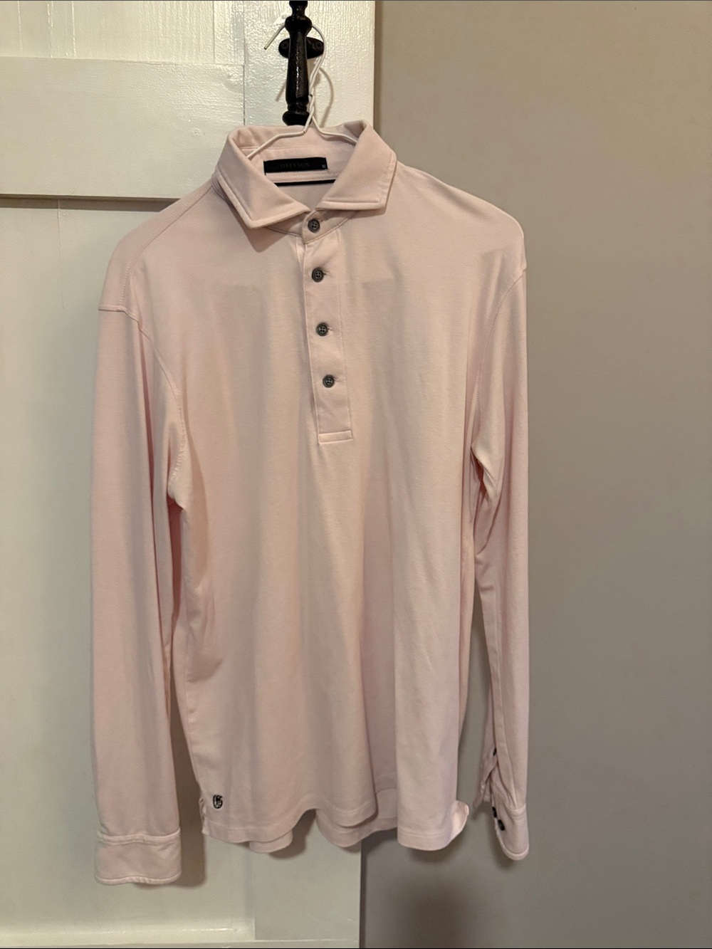 Men's Lightweight Long-Sleeve Polo - Pale Pink Greyson Clothiers